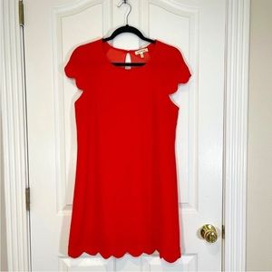 Scalloped Cap Sleeve Coral Pink Dress M